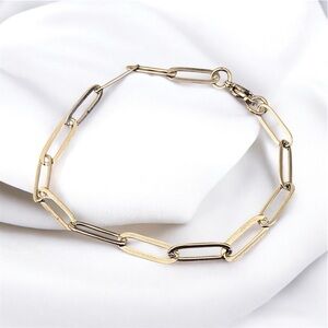 Paper Clip stainless steel style link 7.5 inches and 5mm width bracelet - Silver